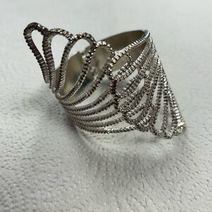 Vintage Silver Spring Cuff Bracelet Seashell Fan Wings Mermaidcore Angel Fairy